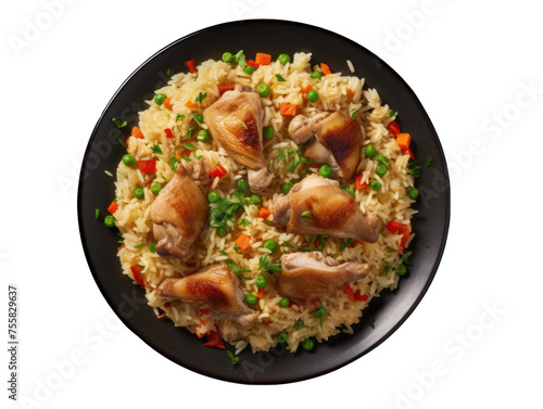 Chicken and Rice Pilaf isolated on transparent background, transparency image, removed background