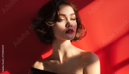 Wallpaper Mural Elegant woman in dramatic red light Torontodigital.ca