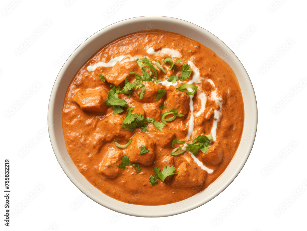 Chicken Tikka Masala isolated on transparent background, transparency image, removed background