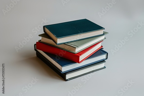 Stack of books, side view, isolated background. Generative AI.