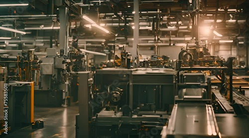 Industrial Factory Machinery Video Background, An Operator Operates a Machine, Engineering Background photo