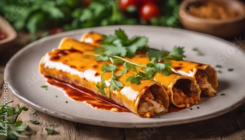 Delicious homemade enchiladas on plate