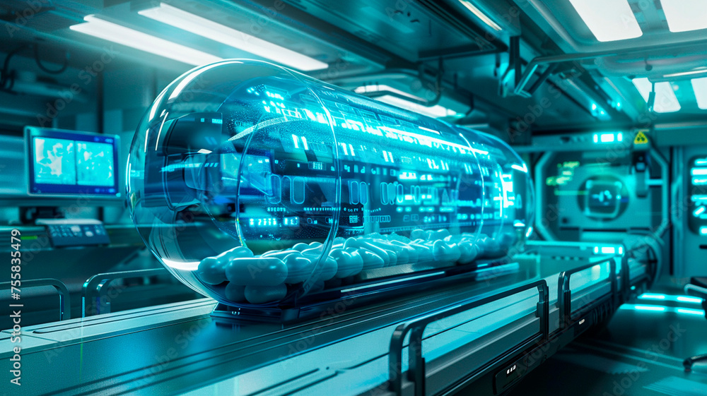 futuristic technology concept with digital capsule background futuristic technology concept with digital capsule background