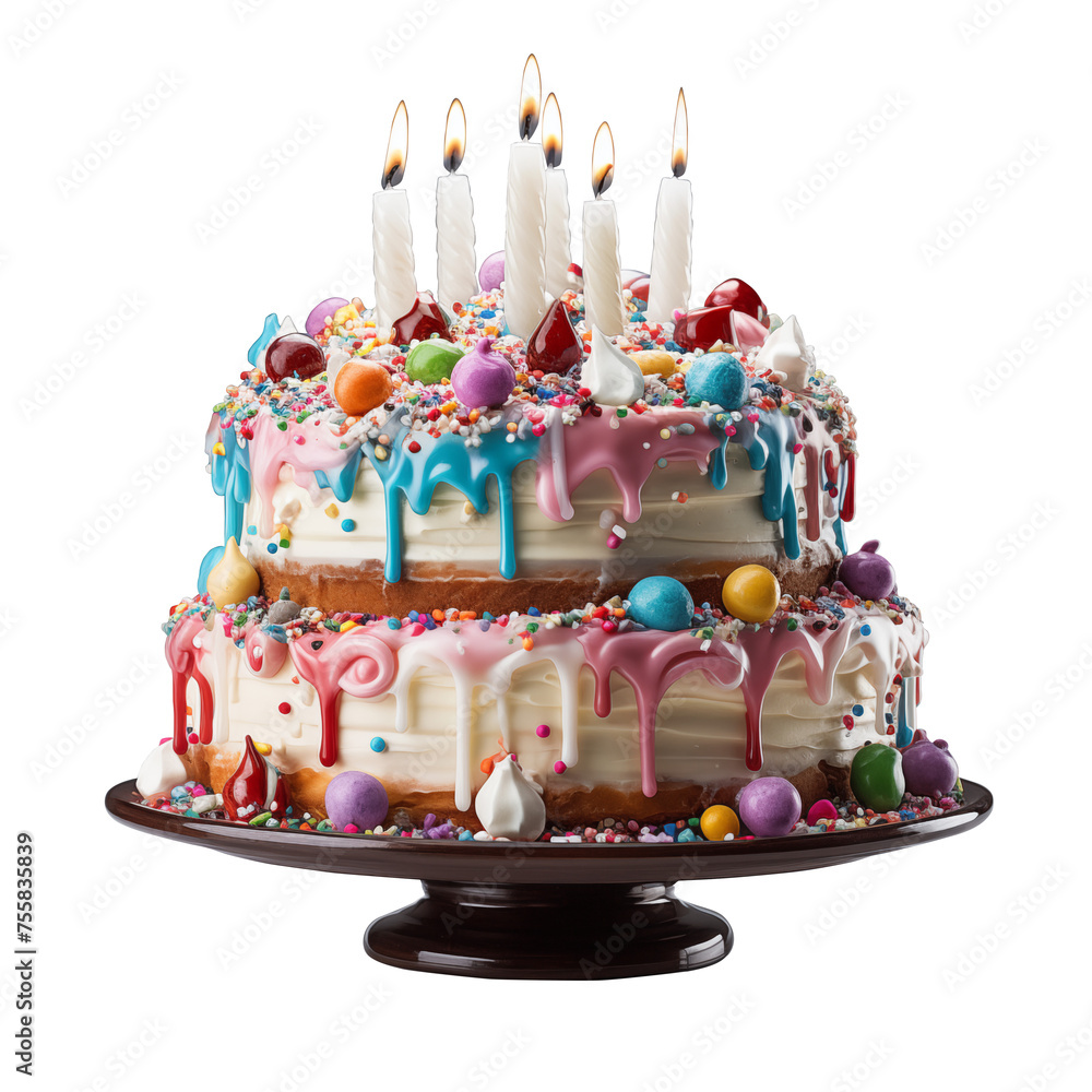 birthday cake with candles isolated on transparent background Remove ...