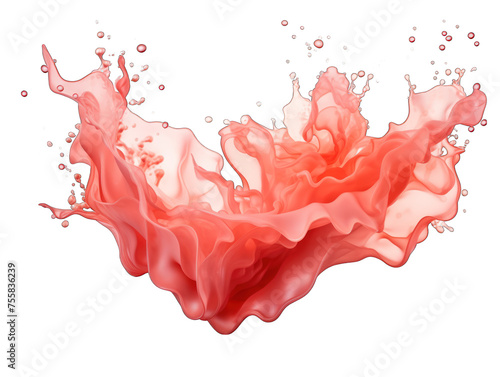 Coral liquid wave splash water isolated on transparent background, transparency image, removed background