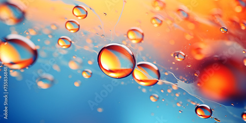 A sweeping macro shot of droplets on the flesh, drops of water on a glass, Biology, physics or chemistry abstract background, Scientific cell membrane, Macro up of liquid substances, Generative AI