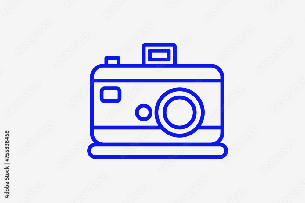 photo camera illustration in line style design. Vector illustration. photo camera illustration in line style design. Vector illustration.