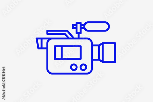 journalist camera illustration in line style design. Vector illustration.