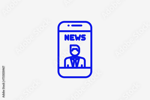 online news illustration in line style design. Vector illustration.