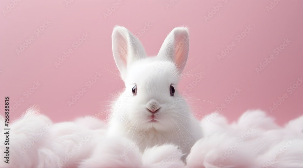 a white rabbit with long ears