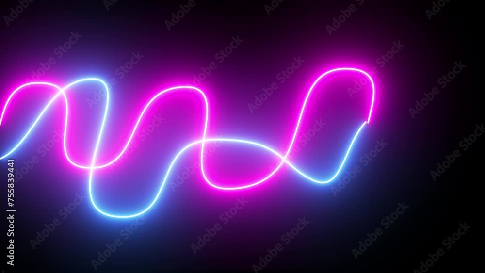 Line wavy animation on black background. line art motion graphics Line wavy animation on black background. line art motion graphics