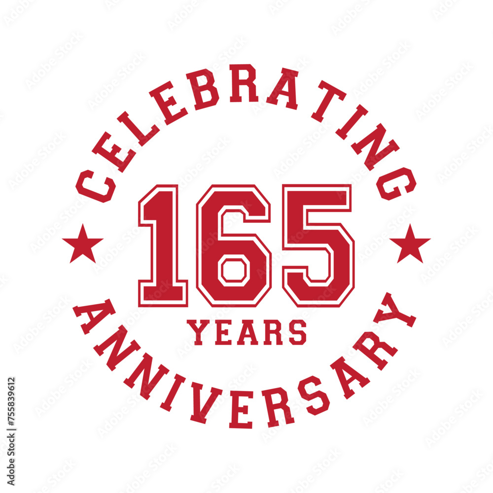 165 years anniversary celebration design template. 165th vector and illustration.
165 years anniversary celebration design template. 165th vector and illustration.