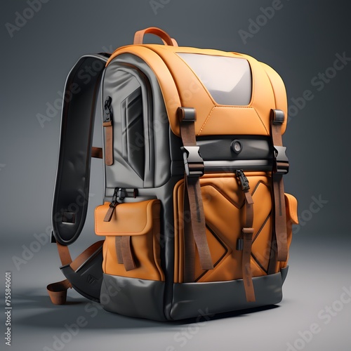 a backpack on a grey background photo