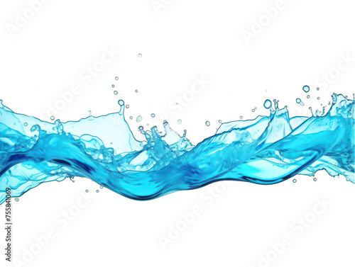 Turquoise liquid wave splash water isolated on transparent background, transparency image, removed background