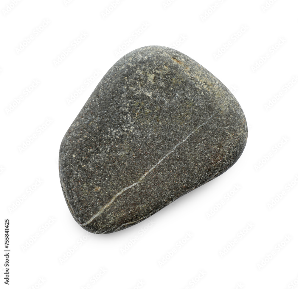 One dark grey stone isolated on white, top view One dark grey stone isolated on white, top view