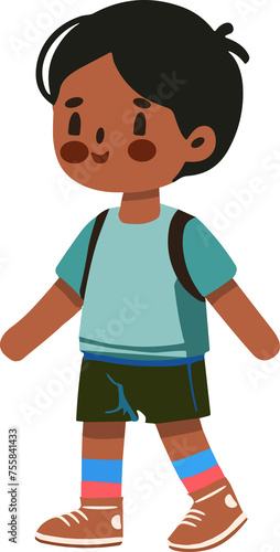 Child, boy student going to school.