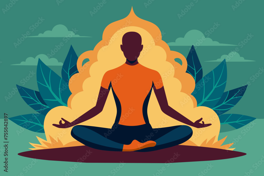 man yoga vector illustration 