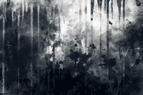 An abstract grunge background with vertical black and white streaks, creating a textured effect reminiscent of weathered walls or ancient ruins.