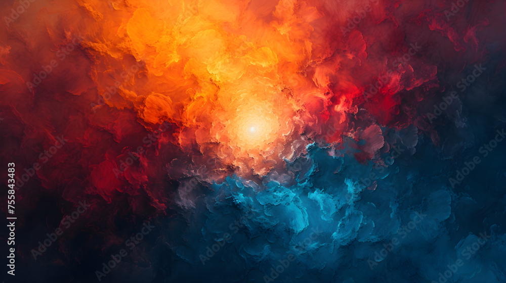 Abstract background with bright contrasting colors in space and stars concept.