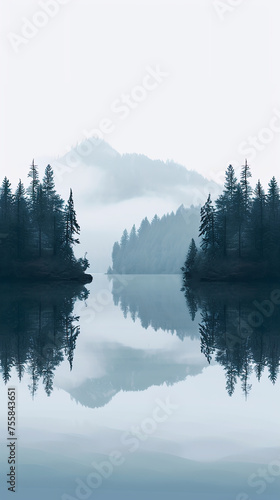 A tranquil lake surrounded by trees Calmness atmospheric photo footage for TikTok, Instagram, Reels, Shorts