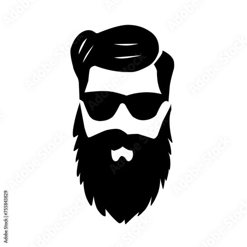 cut of Man with beard, hipster face. Fashion silhouette, emblem, icon, label. Vector illustration. photo