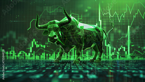 illustration of bull run market ,stock market ,cryptocurrency market .