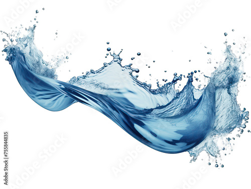 Dark blue liquid wave splash water isolated on transparent background, transparency image, removed background