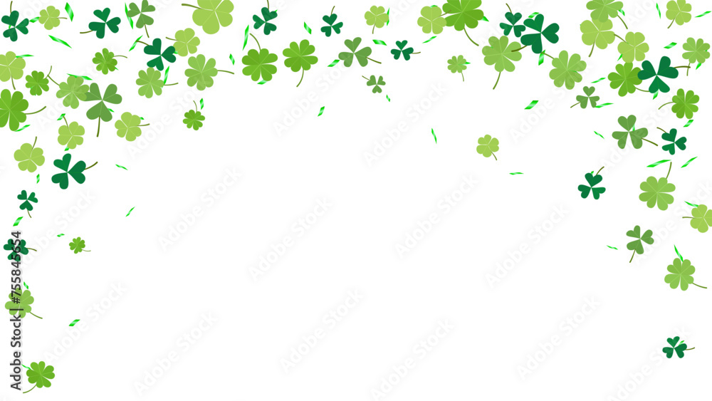 green four leaf clover and confetti banner frame for Patrick day background vector green four leaf clover and confetti banner frame for Patrick day background vector