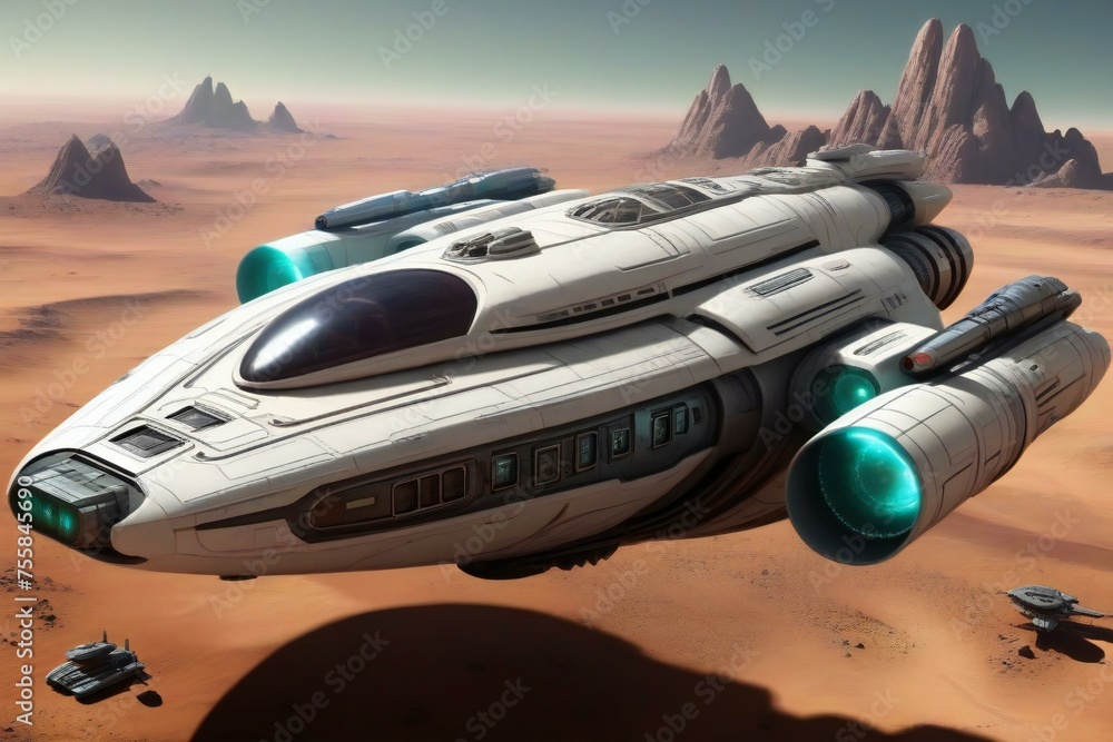 Obraz premium spaceship desert landscape