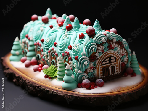 Yule log cake, christmas buche de noel