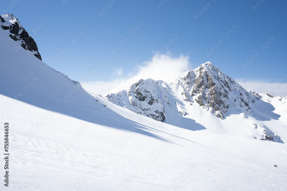 Mountain ridges in winter.