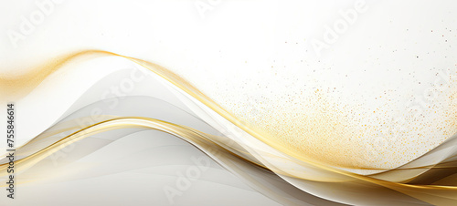 White and Gold Abstract Background With Waves