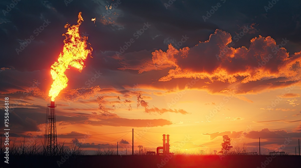 dynamic gas flaring process during oil production.