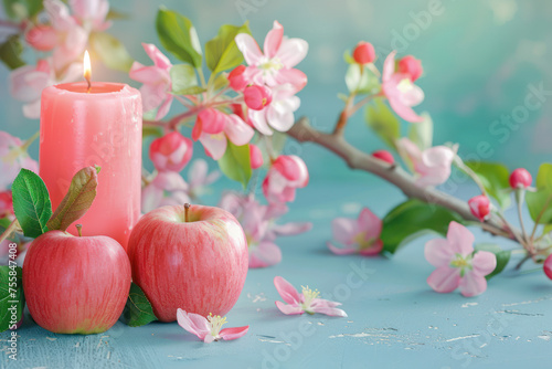 Wallpaper Mural Candle and Apples on Table Torontodigital.ca
