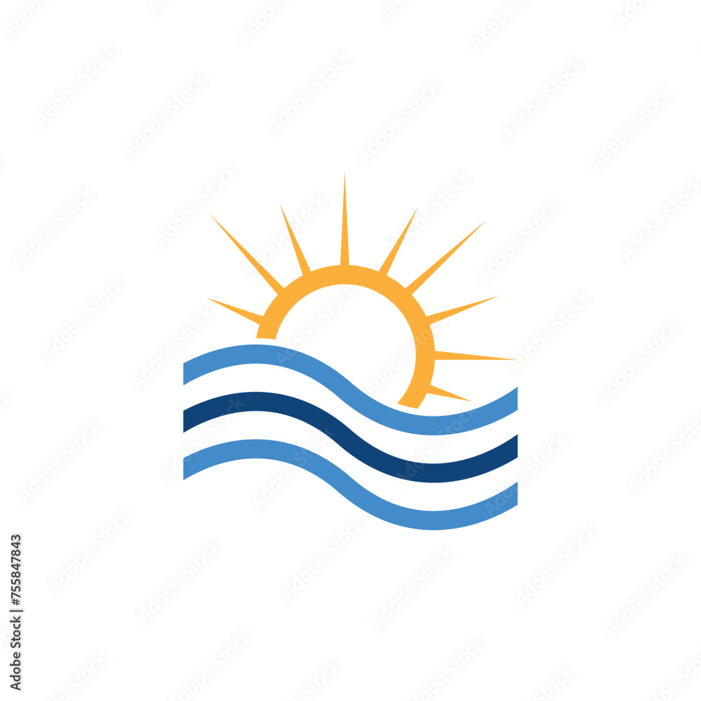 Obraz premium Sun wave logo, sun minimalist logo