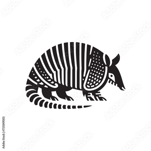 "Shielded Shadows Vector art: Armadillo Vector Silhouette, Perfect for Nature Designs, Wildlife Themes, Armadillo illustration.