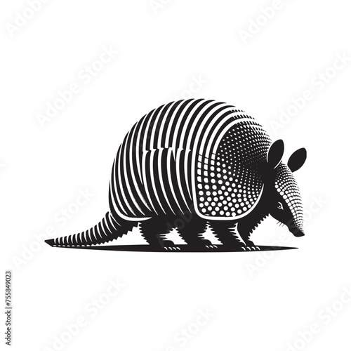 "Shielded Shadows Vector art: Armadillo Vector Silhouette, Perfect for Nature Designs, Wildlife Themes, Armadillo illustration.