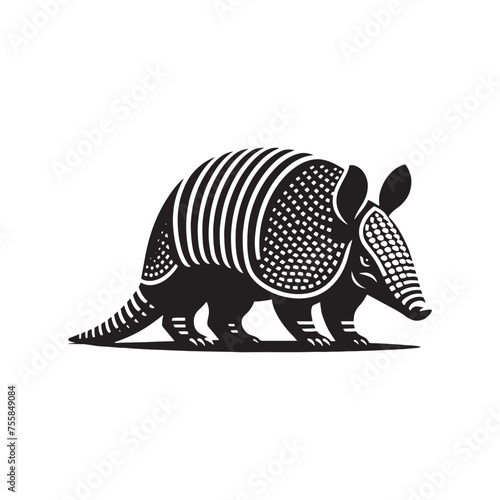 "Shielded Shadows Vector art: Armadillo Vector Silhouette, Perfect for Nature Designs, Wildlife Themes, Armadillo illustration.
