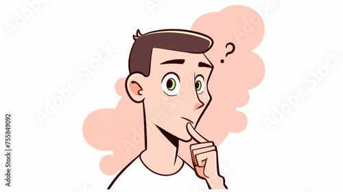 Hand drawn cartoon thinking man illustration
