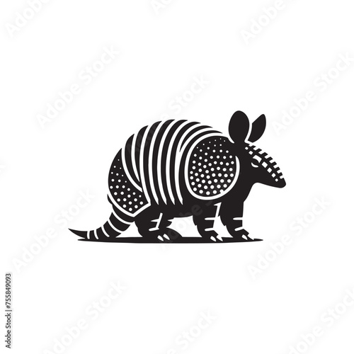 "Shielded Shadows Vector art: Armadillo Vector Silhouette, Perfect for Nature Designs, Wildlife Themes, Armadillo illustration.