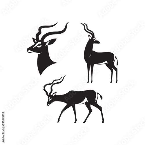 Graceful Gazelle vector art: Vector Antelope Silhouette, minimalist black Antelope Illustration.