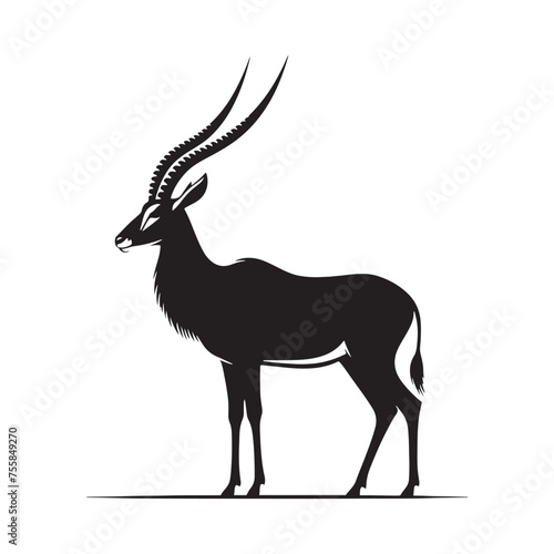 Graceful Gazelle vector art: Vector Antelope Silhouette, minimalist black Antelope Illustration.