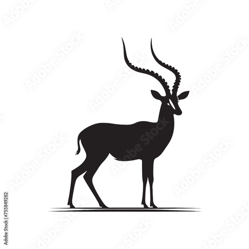 Graceful Gazelle vector art: Vector Antelope Silhouette, minimalist black Antelope Illustration.