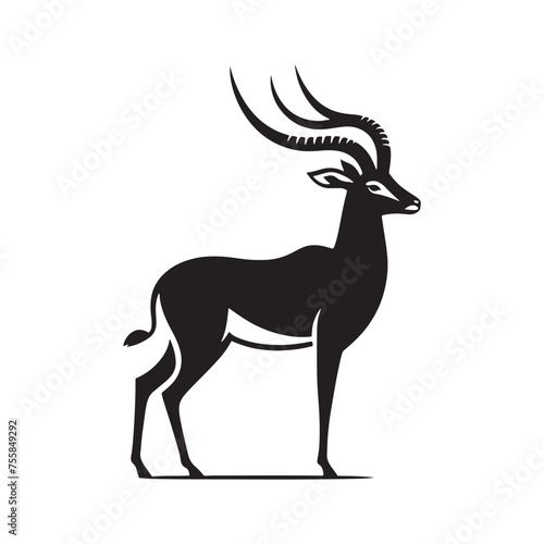 Graceful Gazelle vector art: Vector Antelope Silhouette, minimalist black Antelope Illustration.