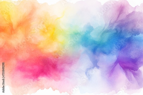 A beautifully crafted watercolor rainbow painted on a pristine white background, showcasing vibrant colors and fluid transitions.
 photo
