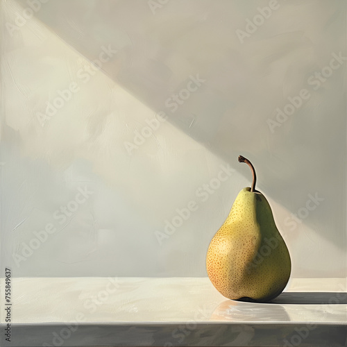 still life with pears on wall background with shadow