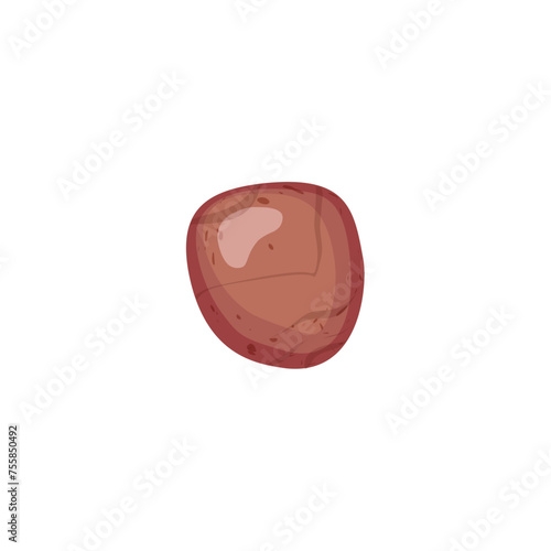 Bright brown pebble with rounded edges flat style, vector illustration