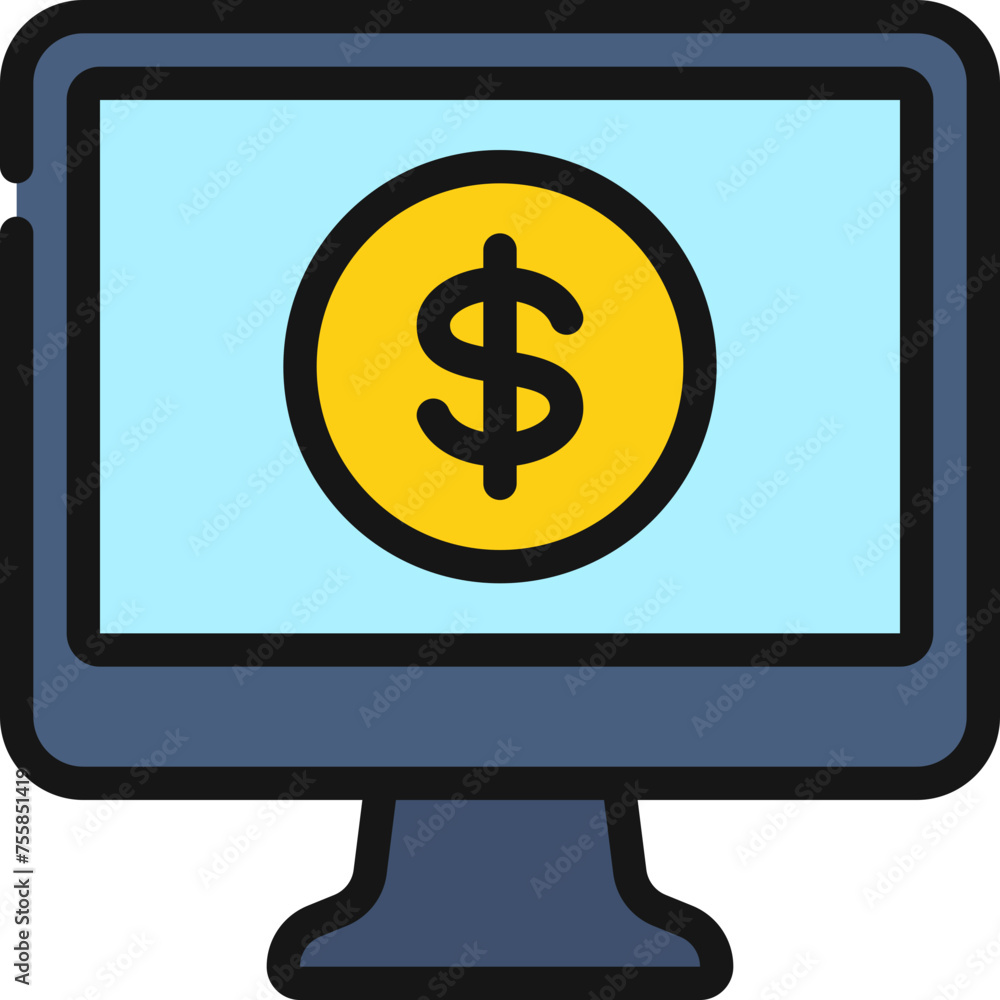 Computer Online Money Icon Computer Online Money Icon