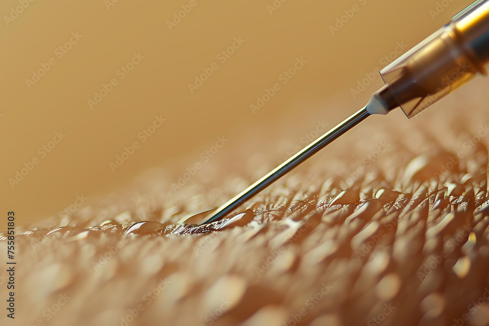 Macro photography of a syringe injecting into skin