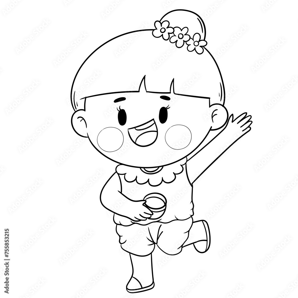 Obraz premium Happy Songkran Festival line art 